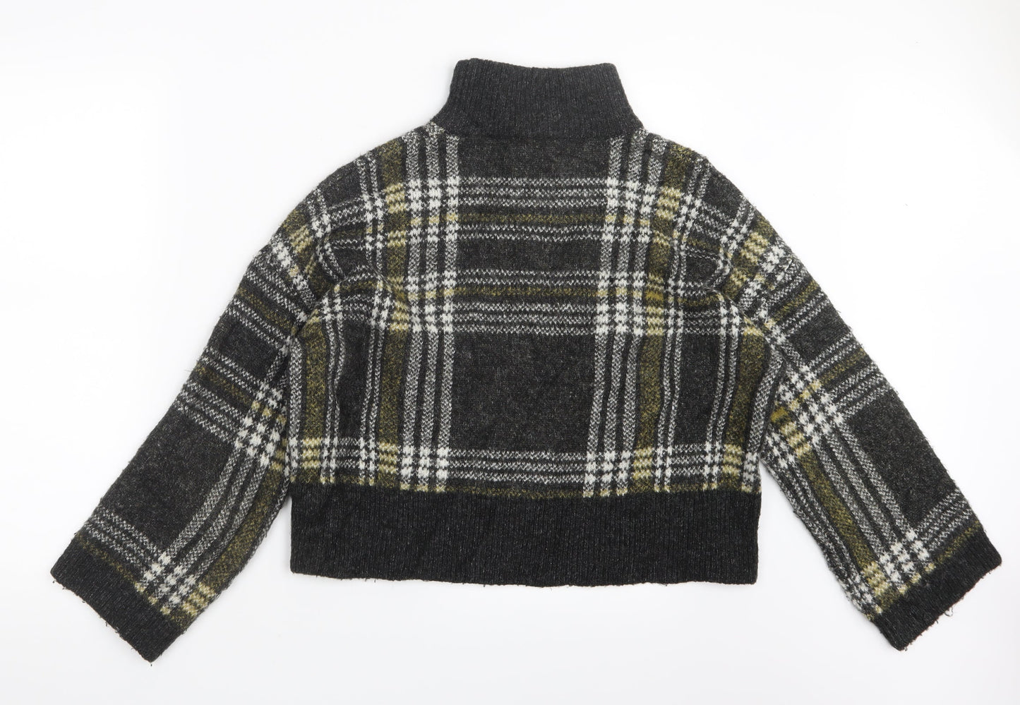 New Look Womens Grey Check Knit Pullover Jumper Size S