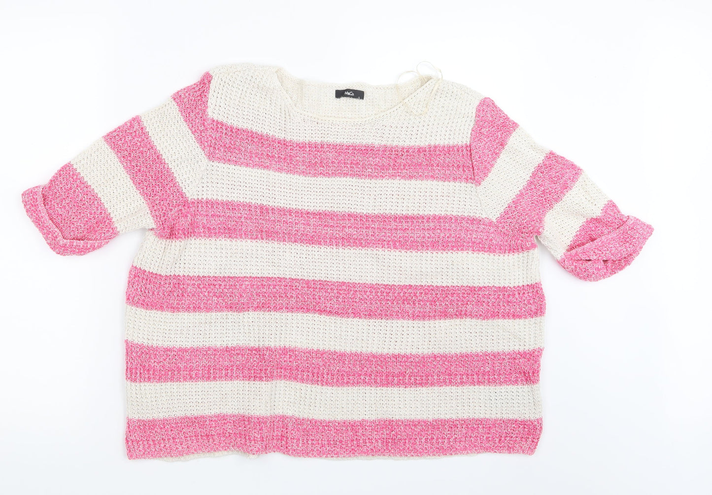 M&Co Womens Pink Striped Knit Pullover Jumper Size L