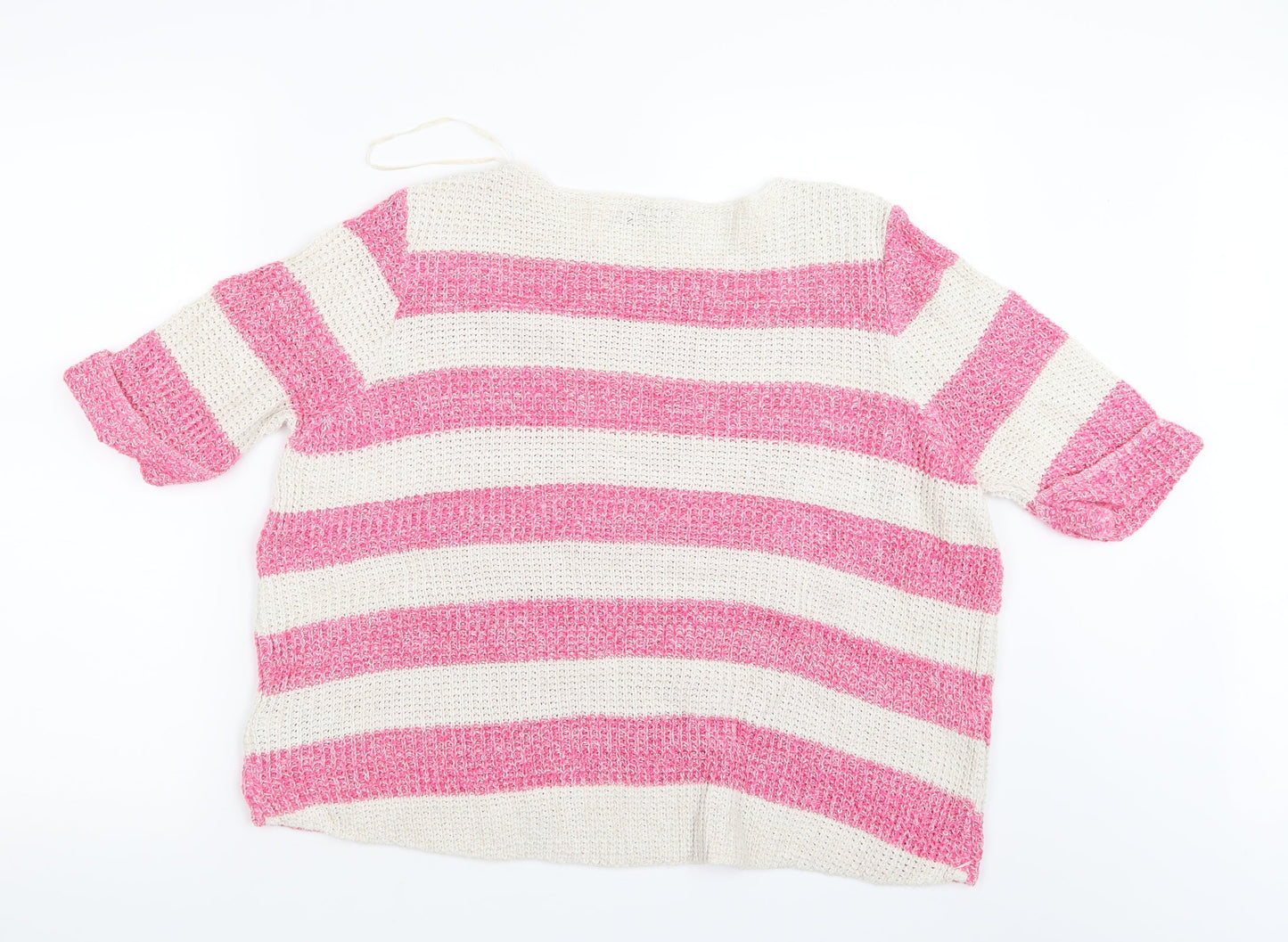 M&Co Womens Pink Striped Knit Pullover Jumper Size L
