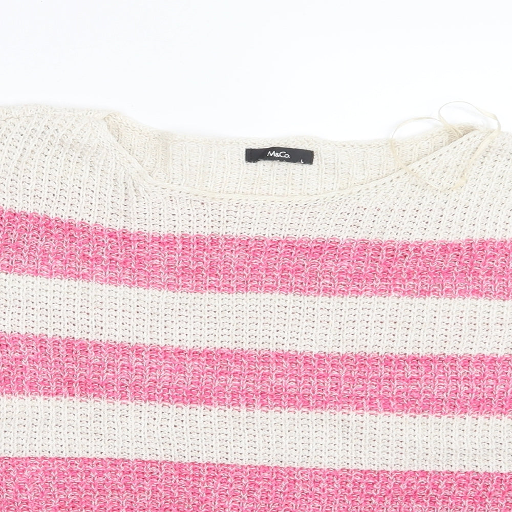 M&Co Womens Pink Striped Knit Pullover Jumper Size L