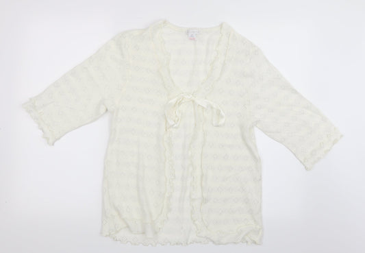 Slenderella Womens White  Knit Cardigan Jumper Size M