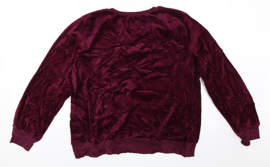 Love To Lounge Womens Purple  Velour Pullover Sweatshirt Size L