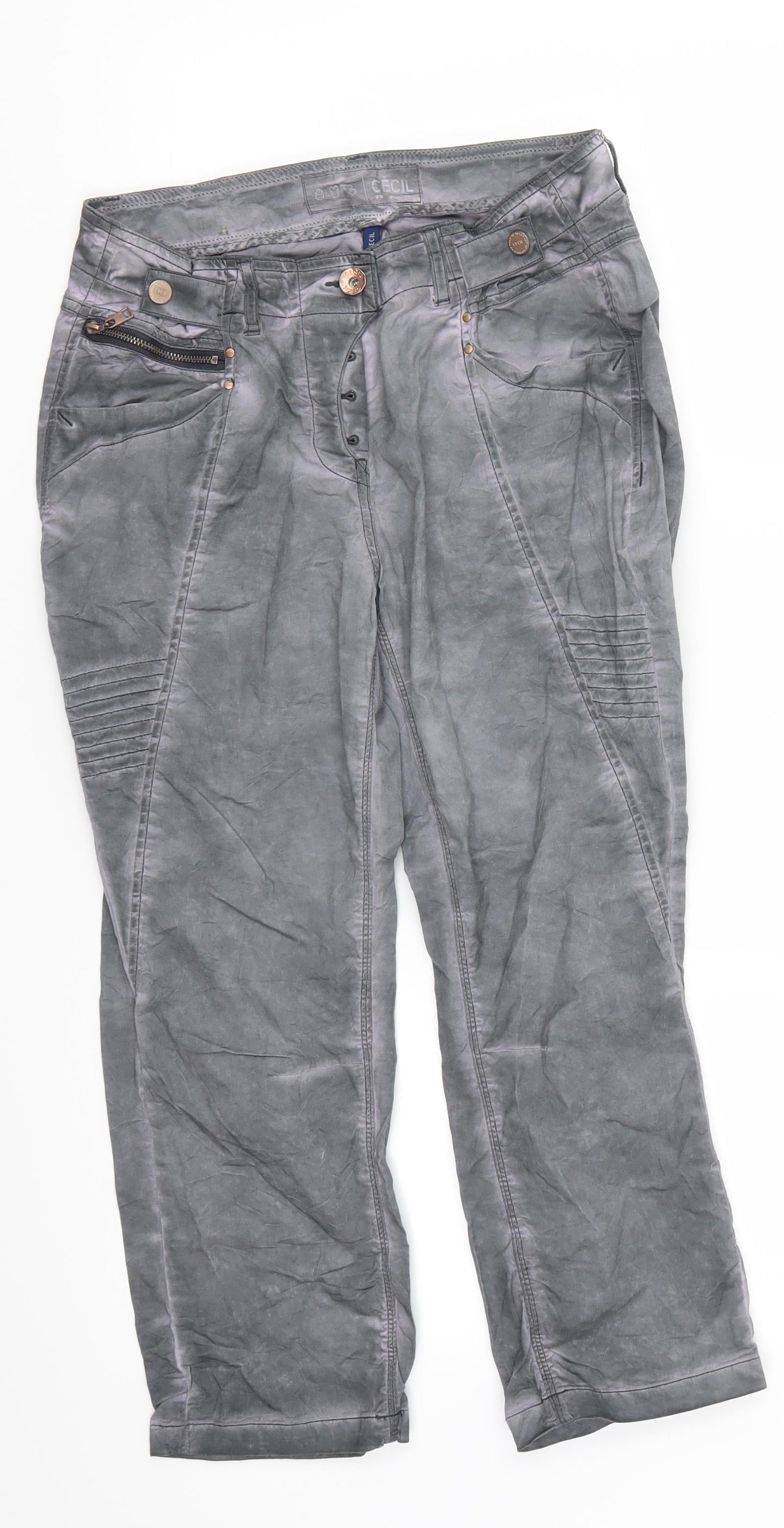 Cecil Womens Grey   Cropped Trousers Size 26 in L21 in