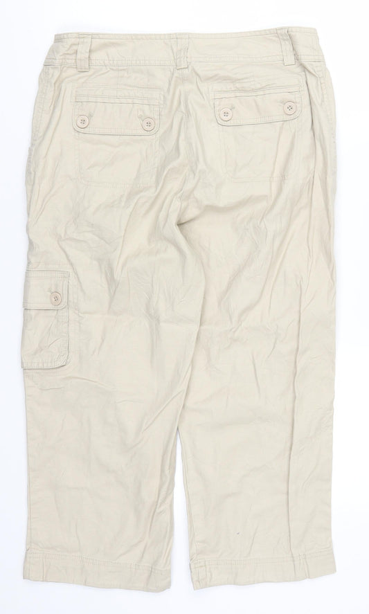 Mian Womens Beige   Cropped Trousers Size 32 in L22 in