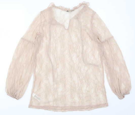 NEXT Womens Beige  Lace Basic Blouse Size 12