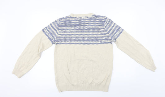 River Island Mens Beige Striped  Pullover Jumper Size S