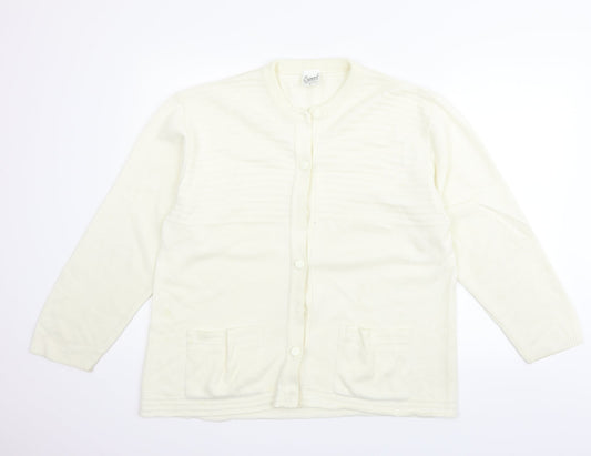 Casper Womens Beige   Cardigan Jumper Size L  - washable mark on arm