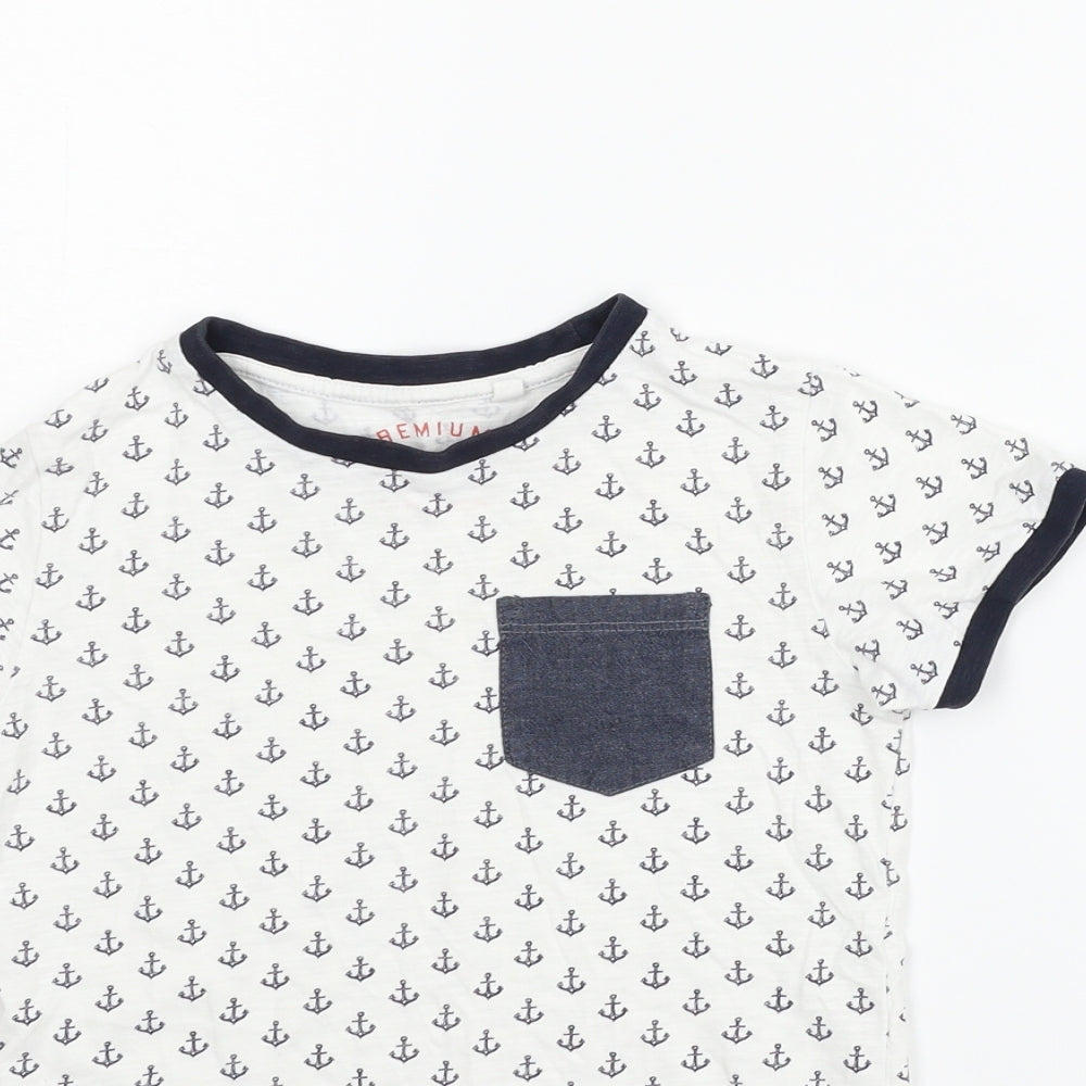 NEXT Boys White Geometric  Basic T-Shirt Size 5 Years