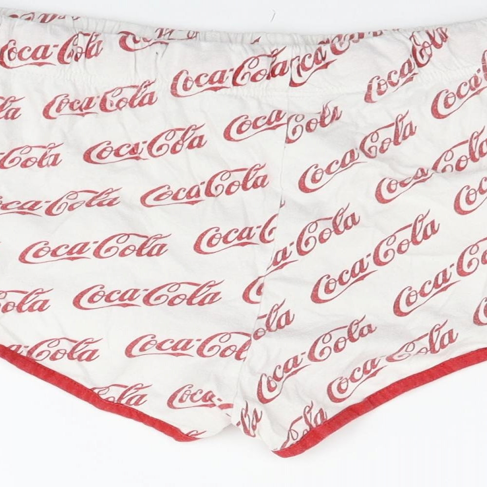 LOVE TO LOUNGE Womens White Solid   Lounge Pants Size M  - coca cola