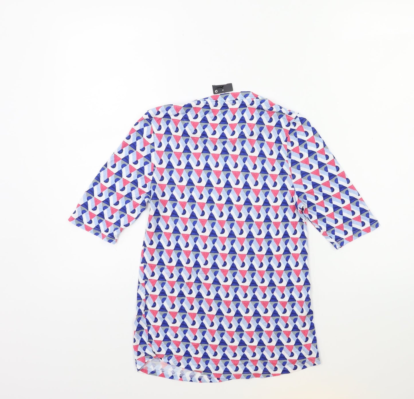 Marks and Spencer Womens Blue Geometric  Basic T-Shirt Size 8