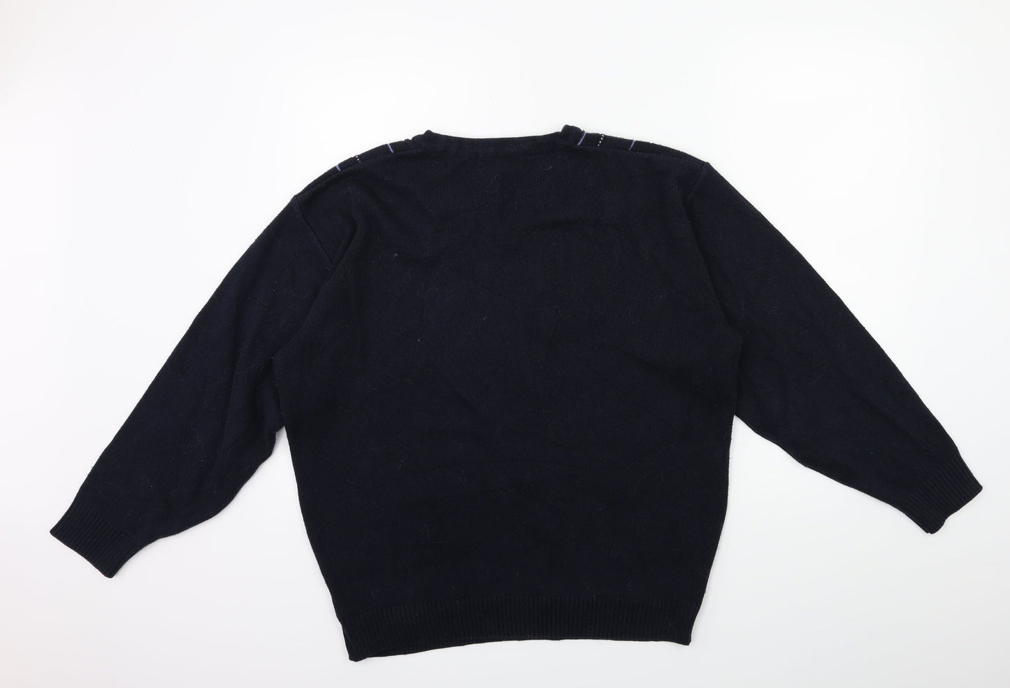 Carson Mens Blue  Knit Pullover Jumper Size M