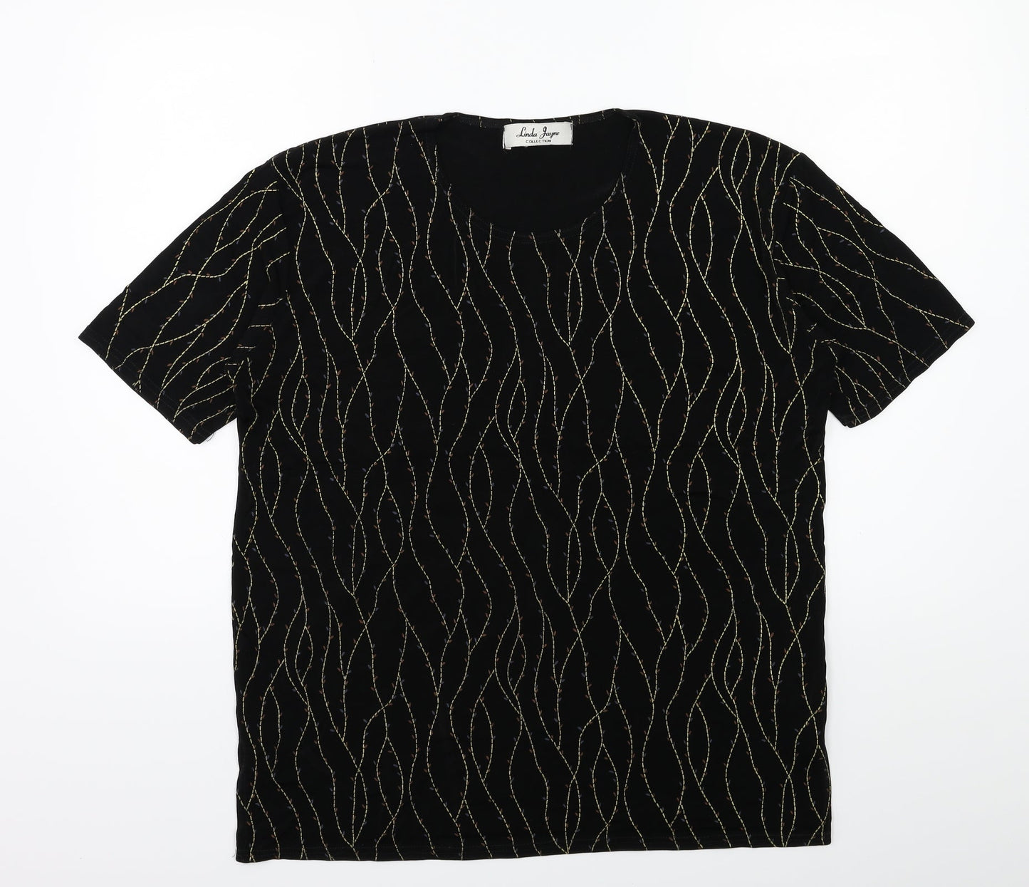 LINDA JAYNE Womens Black   Basic T-Shirt Size 8