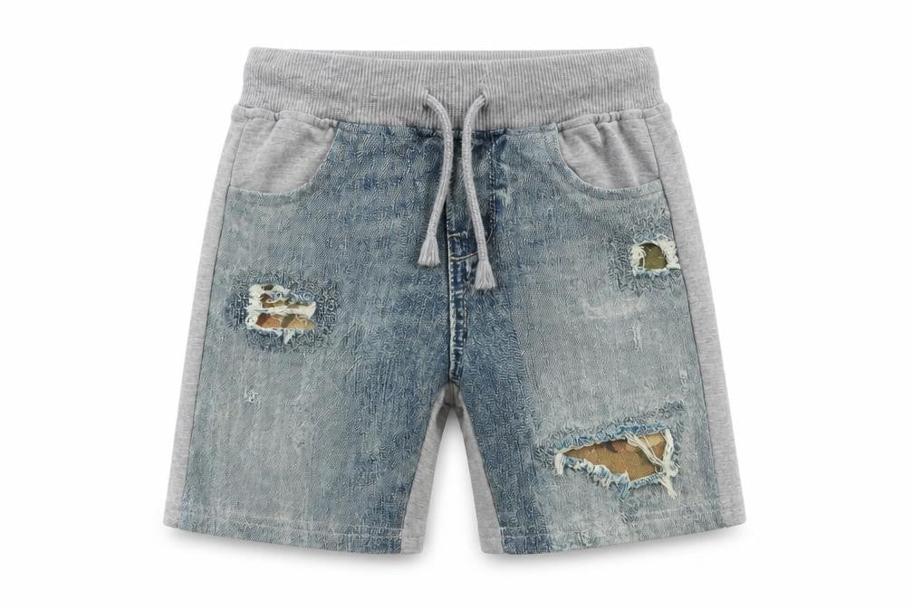 Just Kids Boys Green Geometric Jersey Sweat Shorts Size 4-5 Years