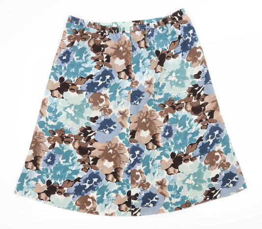 EWM Womens Multicoloured Geometric Chiffon Flare Skirt Size 34 in
