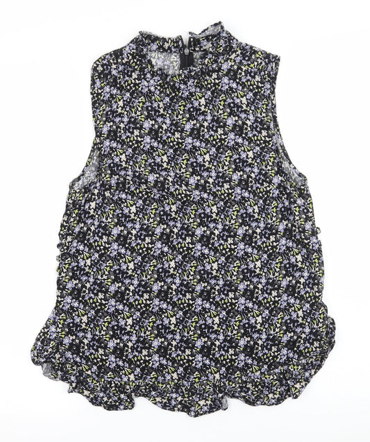 NEXT Womens Black Floral  Basic Blouse Size 8