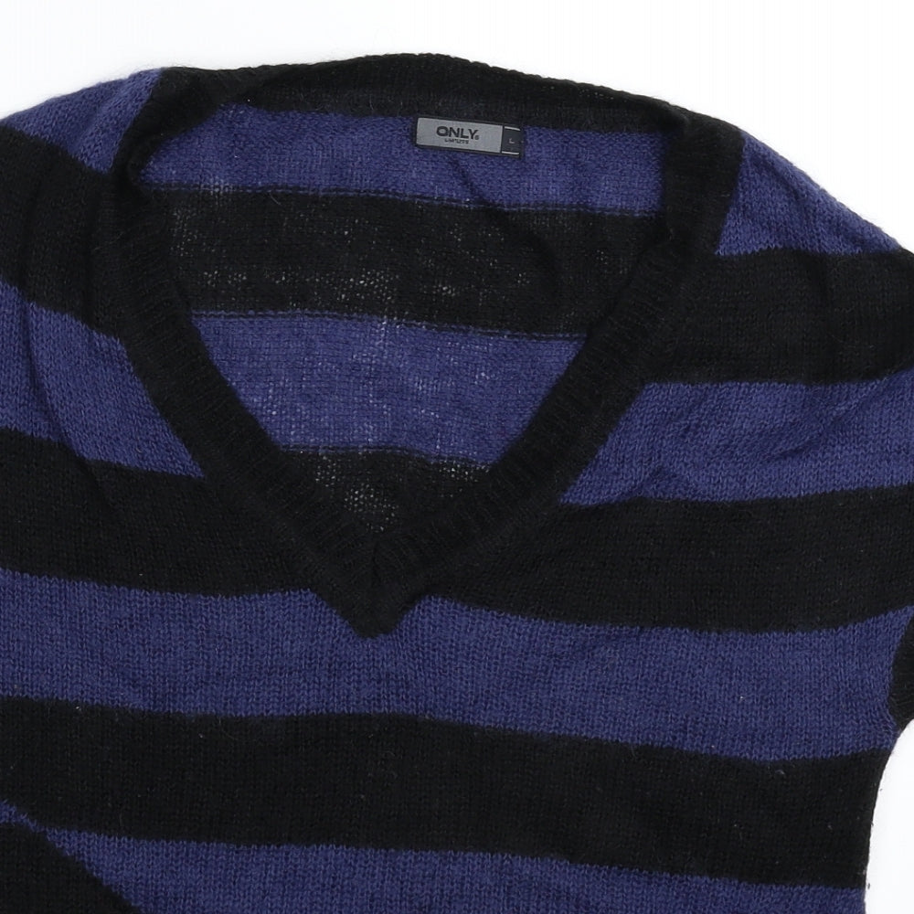 Only Womens Multicoloured Striped Knit Pullover Jumper Size L