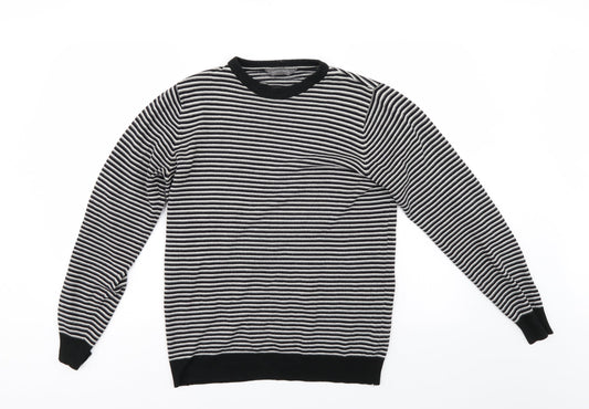 Cedar Wood State Womens Black Striped  Pullover Jumper Size S