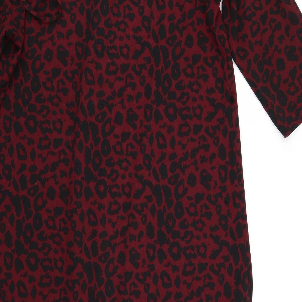 Papaya Womens Red Animal Print  Pinafore/Dungaree Dress  Size 12