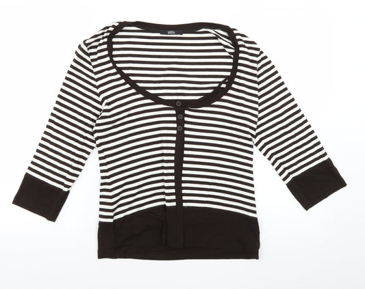 Marks and Spencer Womens Brown Striped  Basic Blouse Size 12