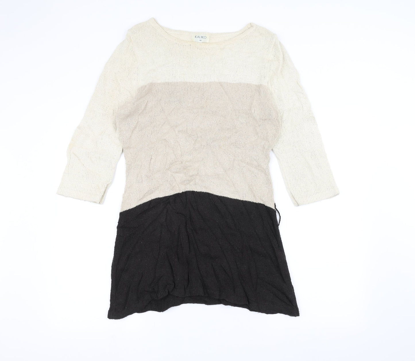 Kaliko Womens White Striped  Pullover Jumper Size 14