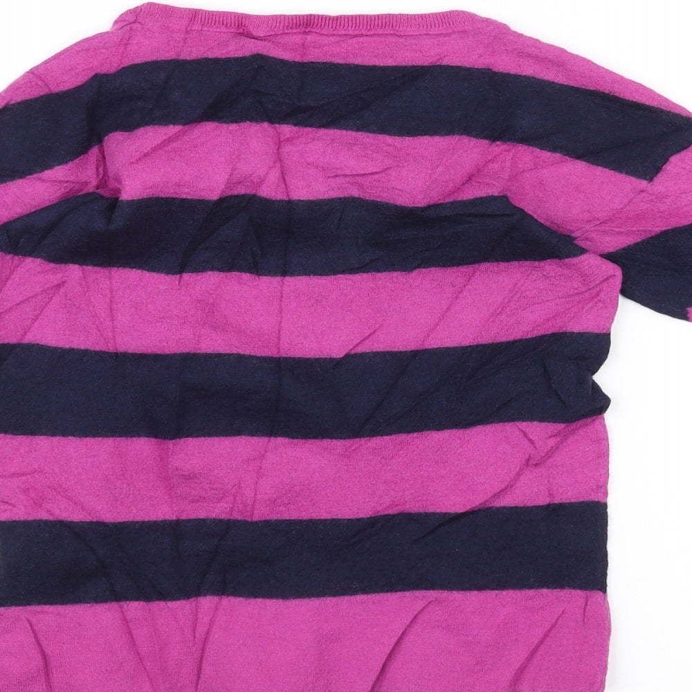 Preworn Womens Purple Striped  Basic T-Shirt Size 6