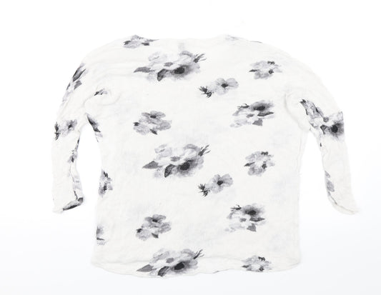 Divided Womens White Floral  Basic Blouse Size S