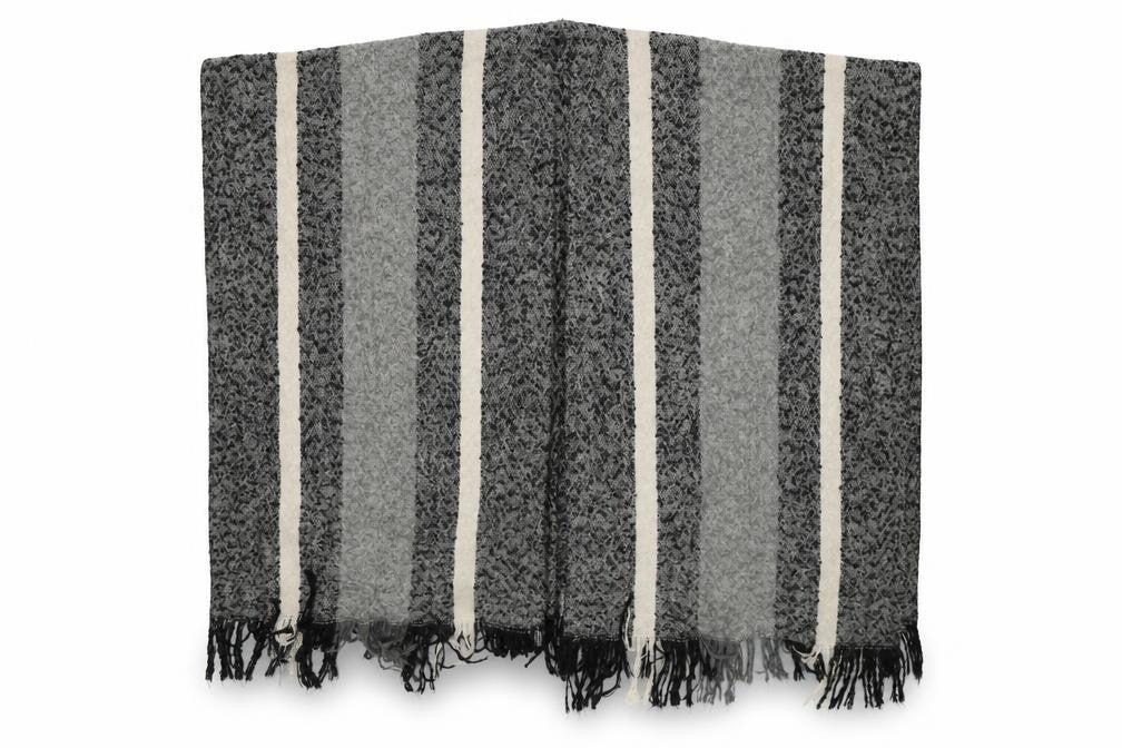 Preworn Womens Black Striped Shawl/Wrap