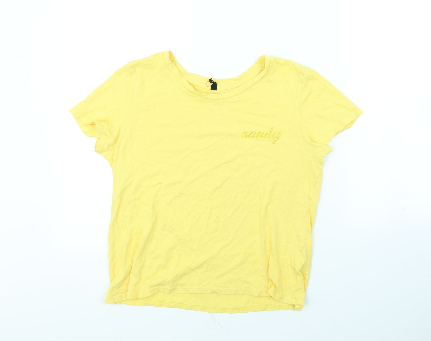 Sinsay Womens Yellow   Cropped T-Shirt Size L