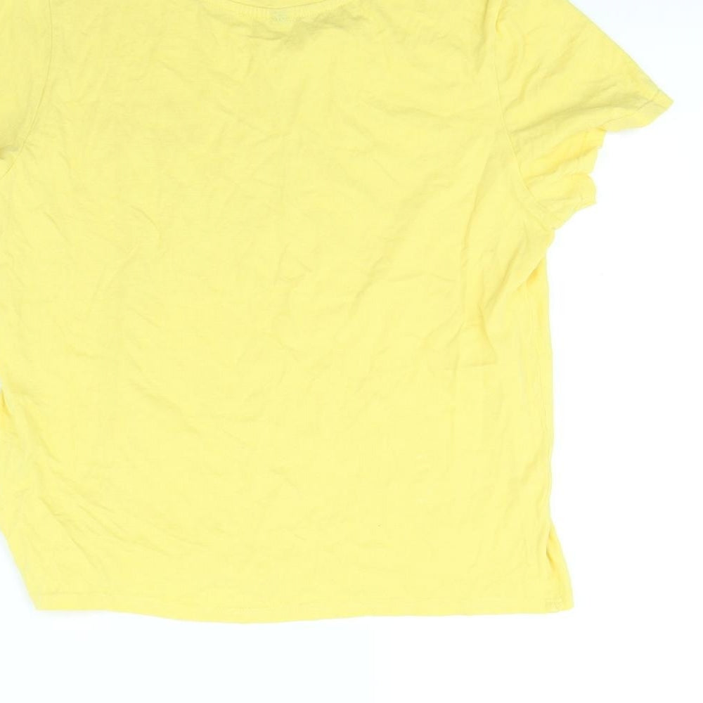 Sinsay Womens Yellow   Cropped T-Shirt Size L