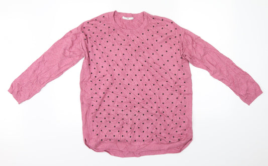Target Womens Pink Polka Dot Knit Pullover Jumper Size L