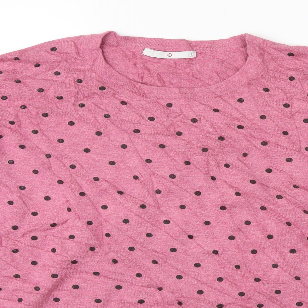 Target Womens Pink Polka Dot Knit Pullover Jumper Size L
