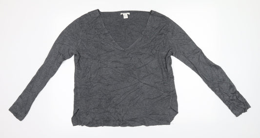 Basic Womens Grey  Knit Basic Blouse Size M