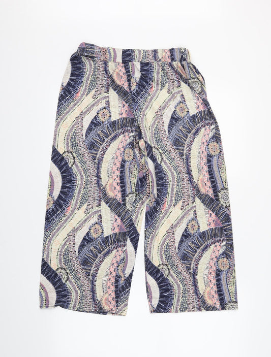 Preworn Womens Blue Geometric  Cropped Trousers Size S L29 in