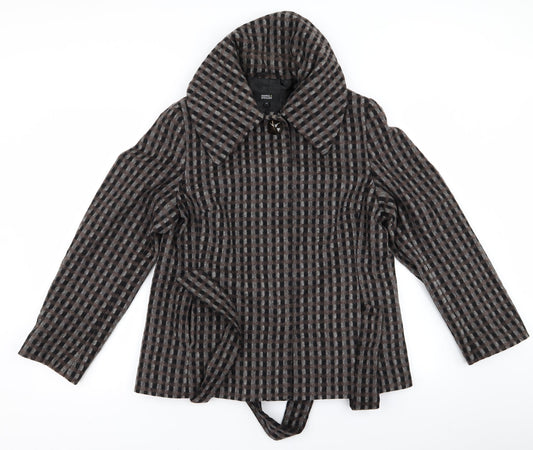 m&s Womens Brown Check  Overcoat Jacket Size 14