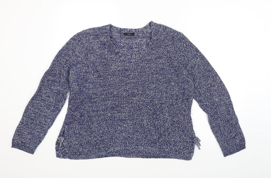 M&Co Womens Blue Herringbone  Pullover Jumper Size 12