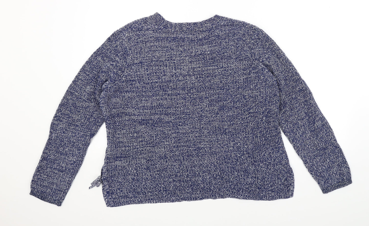 M&Co Womens Blue Herringbone  Pullover Jumper Size 12