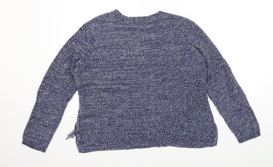 M&Co Womens Blue Herringbone  Pullover Jumper Size 12