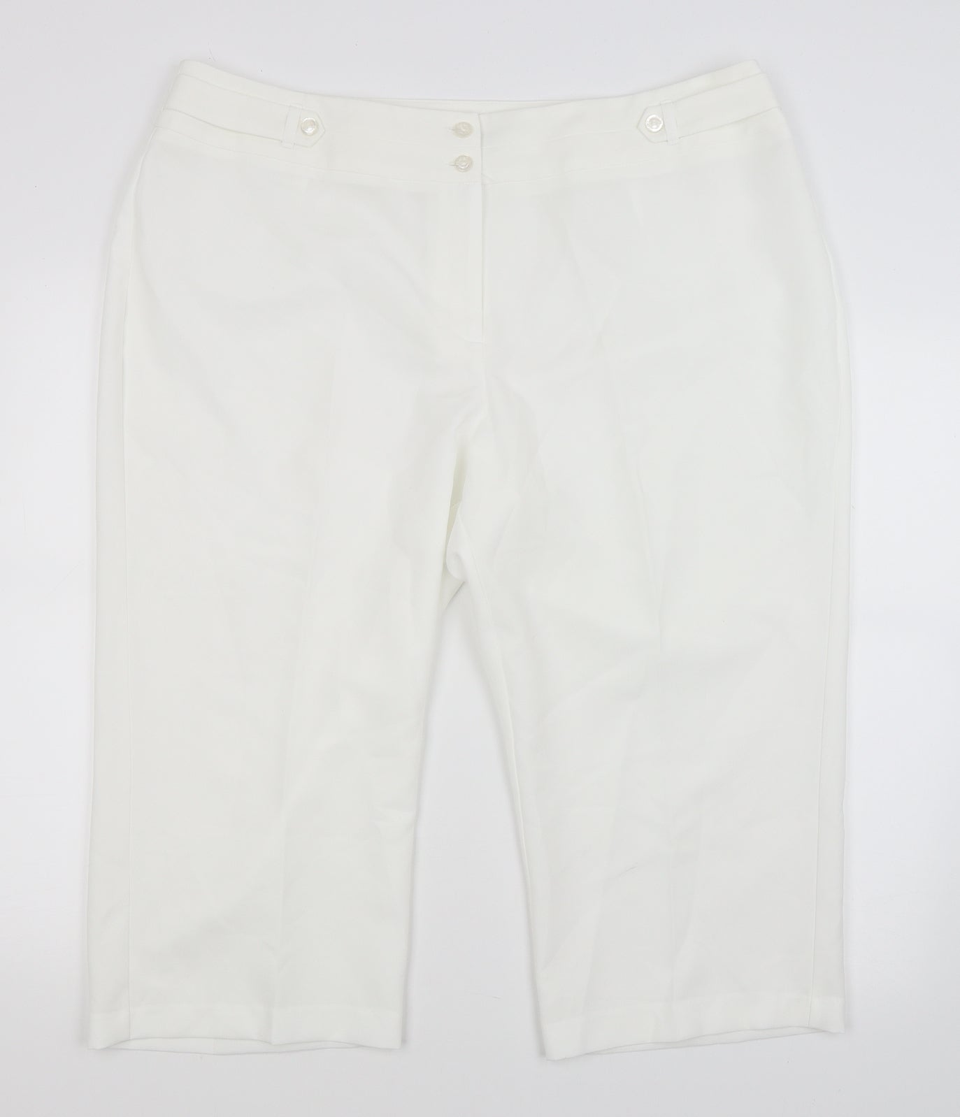BM Womens White   Cropped Trousers Size 20 L20 in