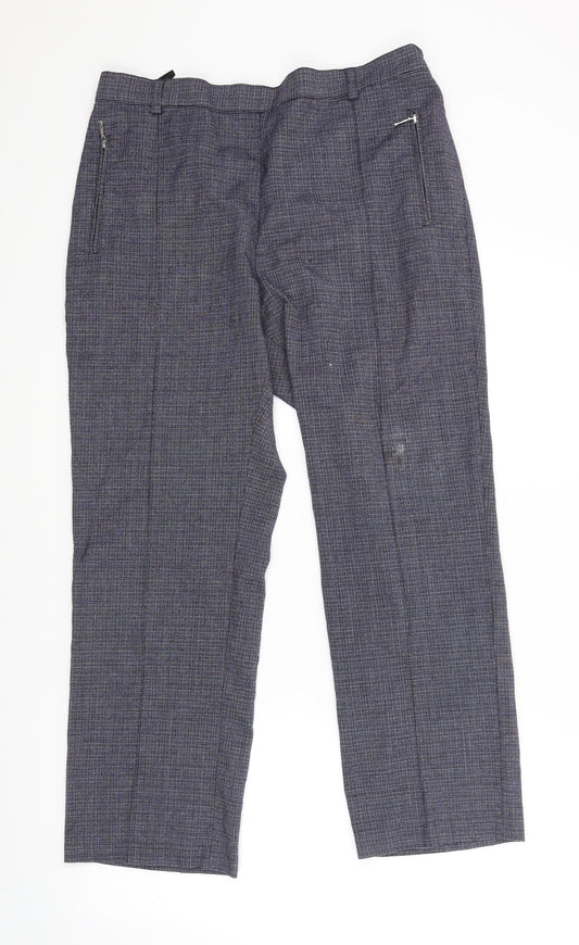 Marks & Spencer Womens Blue Check  Trousers  Size 14 L25 in