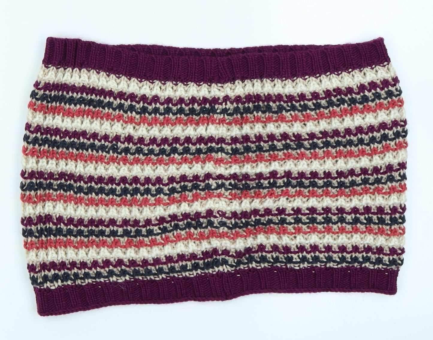 George Womens Purple Striped Knit  Scarf