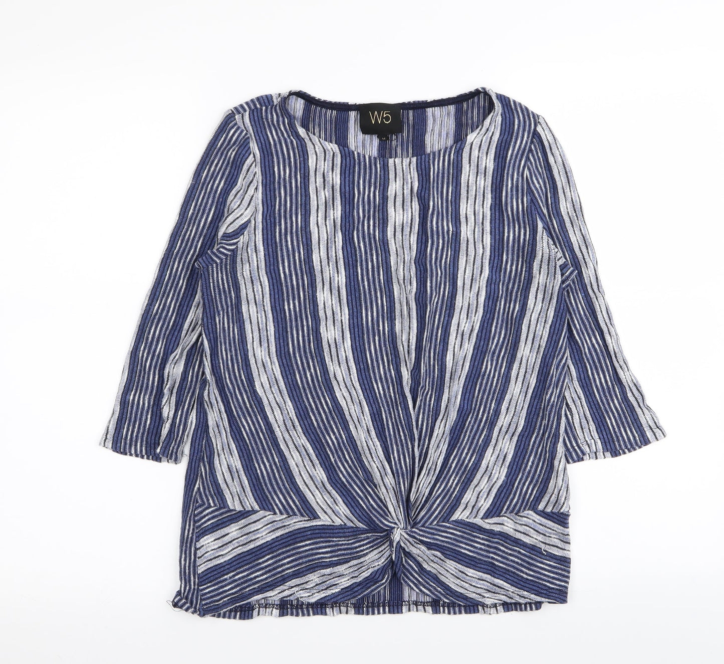 W5 Womens Blue Striped  Basic T-Shirt Size M