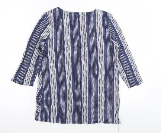 W5 Womens Blue Striped  Basic T-Shirt Size M