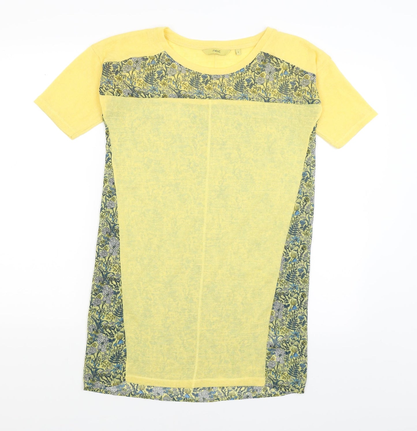 NEXT Womens Yellow Floral  Basic T-Shirt Size 6
