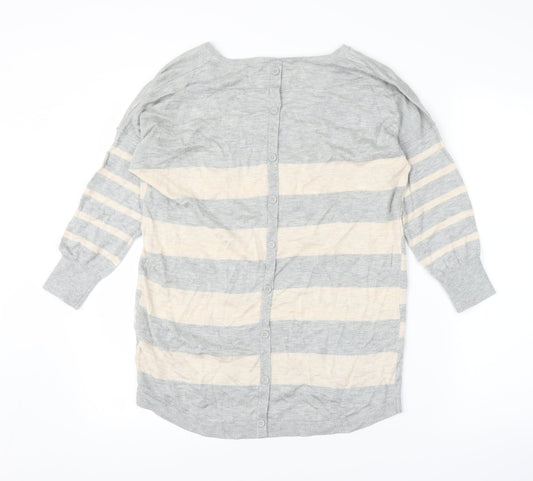 Oasis Womens Grey Striped  Pullover Jumper Size M
