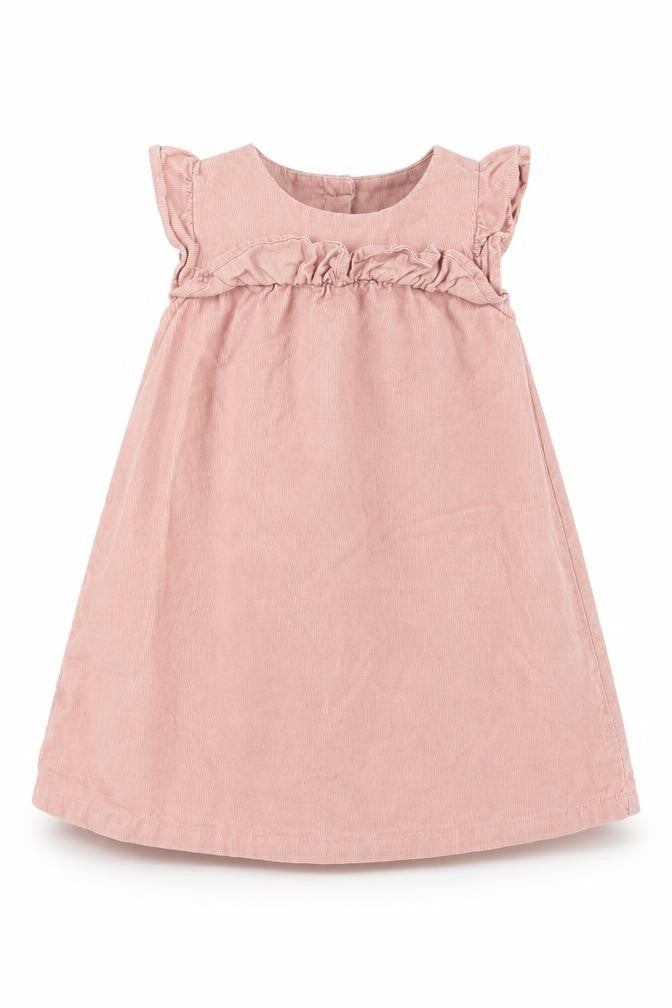 Front view of H&M girls’ pink corduroy a-line, size 6-9, months