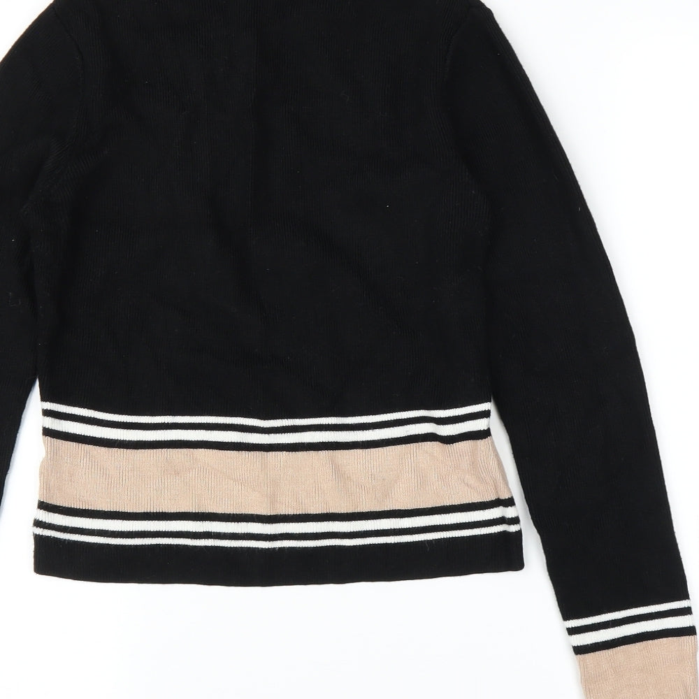 New Look Womens Black Striped  Pullover Jumper Size 12