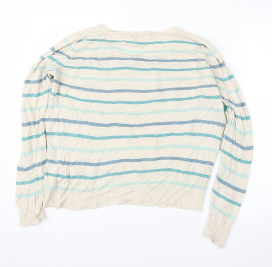 M&S Womens Beige Striped  Pullover Jumper Size 14