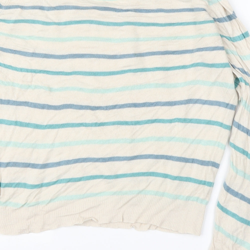 M&S Womens Beige Striped  Pullover Jumper Size 14
