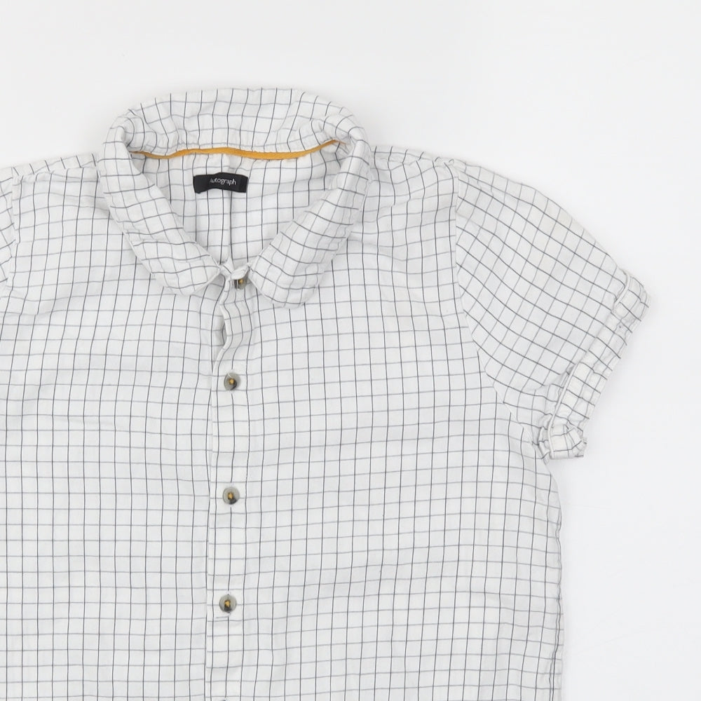 M&S Girls White Check  Basic T-Shirt Size 11-12 Years