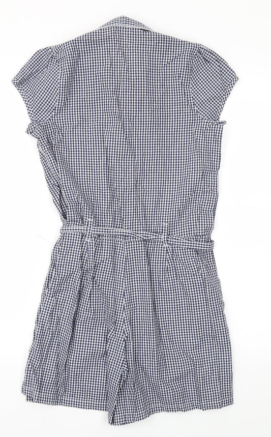 George Girls Blue Check  Jumpsuit One-Piece Size 11-12 Years